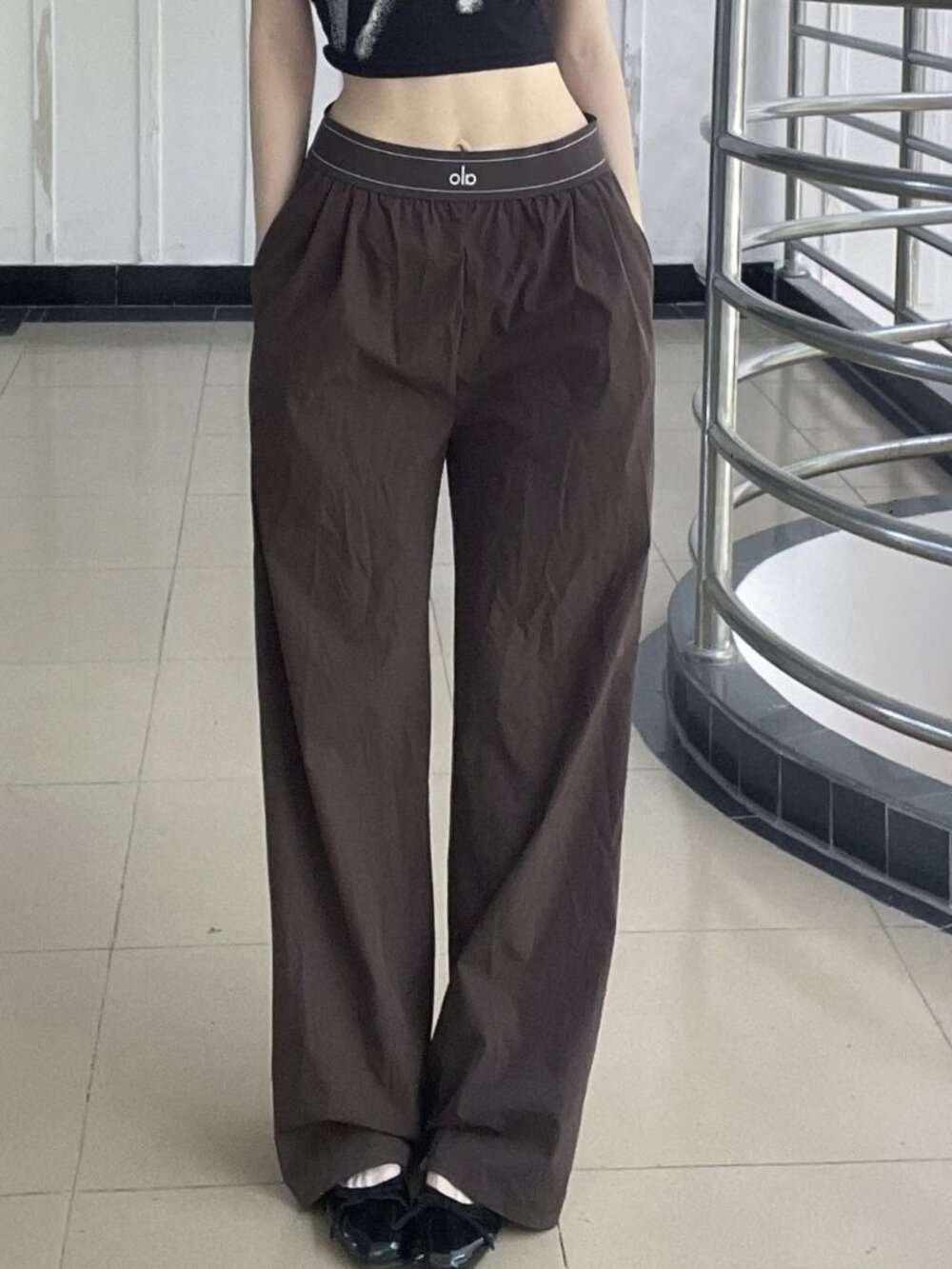 ALO YOGA🤗Suit Pants Espresso Casual Chic Loose Fit Slacks Regular 30" Inseam🚀